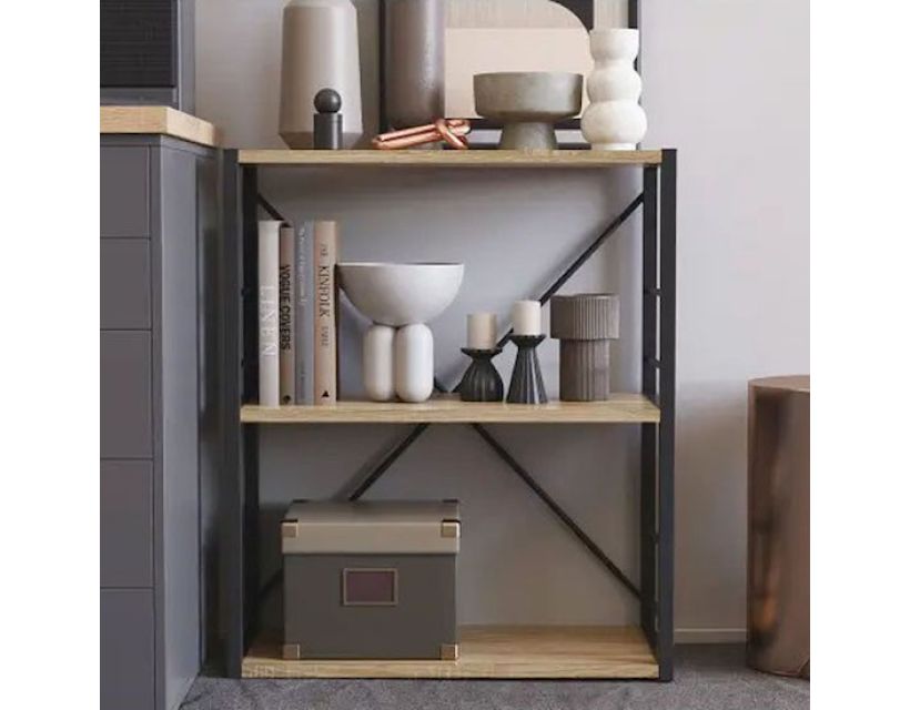 Етажерка 3/60 Ferrum-decor Серії Коннект 73x60x28 чорний ДСП Дуб Сонома 16мм (FRD-104257)