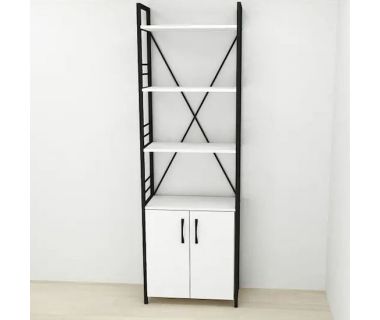 Этажерка 4/60 Ferrum-decor Серии Конект с тумбой 179x60x28 Черный ДСП Белый (FRD-104484)