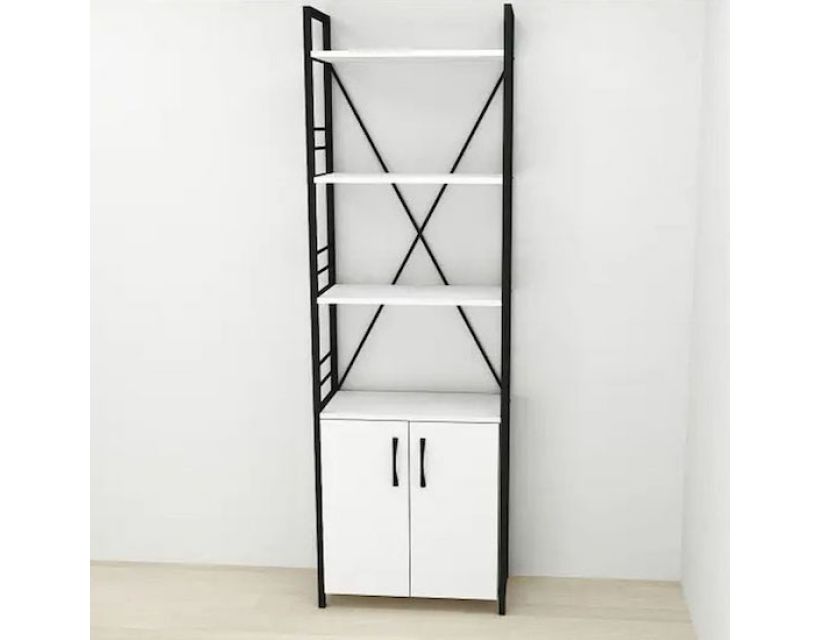 Етажерка 4/60 Ferrum-decor Серії Конект із тумбою 179x60x28 Чорний ДСП Білий (FRD-104484)