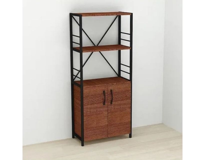 Етажерка 3/60 Ferrum-decor Серії Конект із тумбою 144x60x28 Чорний ДСП Венге (FRD-105534)