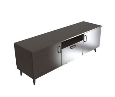 Лестер на конусних ніжках Ferrum-decor 48x139x38 Чорний метал ДСП Венге Магія 16 мм (FRD-106803)