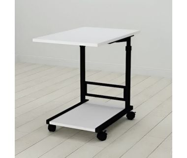 Стіл приставний Ferrum-decor Френа 62x40x60 метал Чорний ДСП Білий 16мм (FRD-102505)