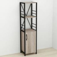 Етажерка 3/34 Ferrum-decor Серії Конект із тумбою 144x34x28 Чорний ДСП Сонома Трюфель (FRD-104425)