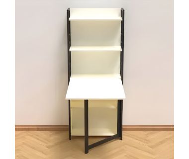 Стол книга с этажеркой Практик 2 Ferrum-decor 1555x640x990 Черный металл ДСП Белый 16 мм (FRD-104625)