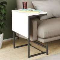 Стол журнальный приставной Терри Комбо Ferrum-decor 345x662x440 Черный металл ДСП Белый 16 мм (FRD-105136)