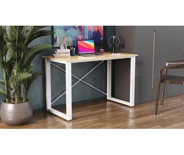 Письмовий стіл Ferrum-decor Драйв 750x1200x600 Білий метал ДСП Дуб Артізан 32 мм (FRD-103336)