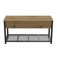 Банкетка с ящиком Ferrum-decor Дрейк 1 550x1000x400 металл Черный ДСП Дуб Артизан 16 мм (FRD-103050)