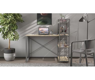 Письмовий стіл Ferrum-decor Серії Коннект з етажеркою 75x120x60 сірий ДСП Дуб Сонома 16мм (FRD-104233)