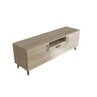 Тумба Лестер на конусних ніжках Ferrum-decor 48x139x38 Чорний метал ДСП Дуб Сонома 16 мм (FRD-106804)