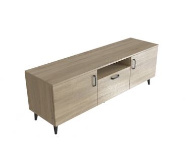 Тумба Лестер на конусних ніжках Ferrum-decor 48x139x38 Чорний метал ДСП Дуб Сонома 16 мм (FRD-106804)