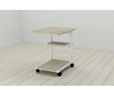 Стіл приставний Ferrum-decor Адан 62x40x60 метал Білий ДСП Дуб Сонома 16мм (FRD-102494)