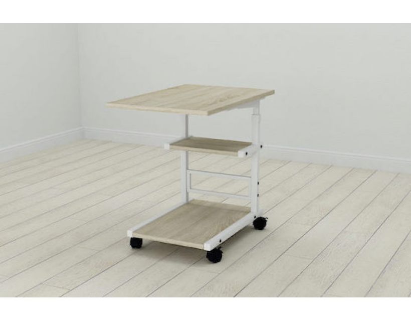 Стіл приставний Ferrum-decor Адан 62x40x60 метал Білий ДСП Дуб Сонома 16мм (FRD-102494)