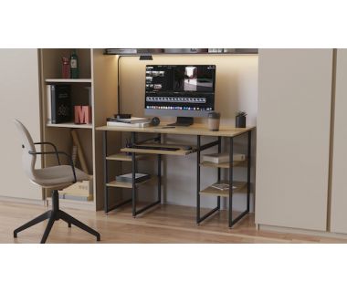 Компьютерный стол Ferrum-decor Тим 75x140x60 черный ДСП Дуб Сонома 16мм (FRD-103961)