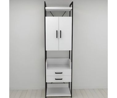 Шкаф Гардероб Уни секция 5 серии Конект Ferrum-decor 220x60x50см Черный металл ДСП Белый 32 мм (FRD-104511) Шкаф Гардероб Уни секция 5 серии Конект Ferrum-decor 220x60x50см Черный металл ДСП Белый 32 мм (FRD-104511)