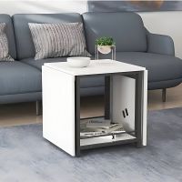 Стол журнальный трансформер Куб Комбо Ferrum-decor 540x532x500 Черный металл ДСП Белый 16 мм (FRD-105150)