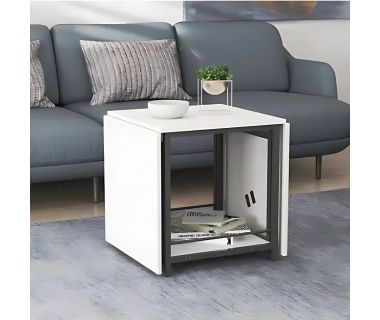 Стол журнальный трансформер Куб Комбо Ferrum-decor 540x532x500 Черный металл ДСП Белый 16 мм (FRD-105150)