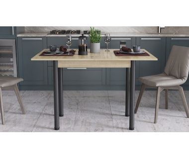 Раскладной обеденный стол трансформер Берта Ferrum-decor 750x1400x900 Черный металл ДСП Дуб Сонома 16 мм (FRD-105181)