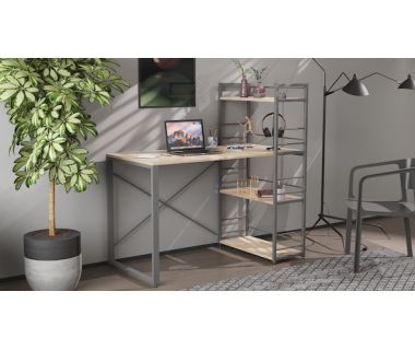 Письмовий стіл Серії Конект із етажеркою 75x120x60 сірий ДСП Дуб Сан-Марино 16мм FRD-104231