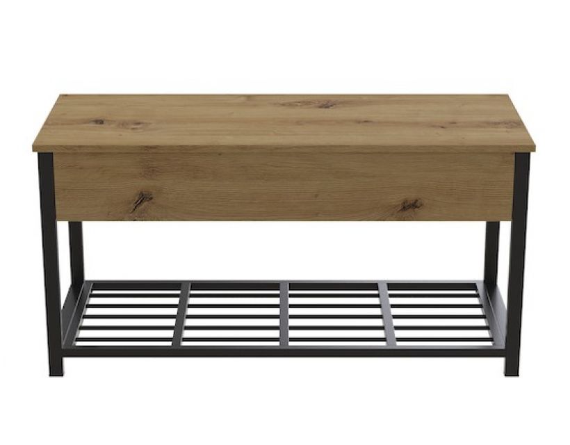 Банкетка с ящиком Ferrum-decor Дрейк 1 550x1000x400 металл Черный ДСП Дуб Артизан 16 мм (FRD-103050)
