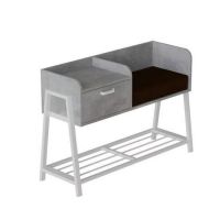 Банкетка с прикроватной тумбочкой Ferrum-decor Бланка 540x1000x320 металл Серый ДСП Бетон 16 мм (FRD-103044)