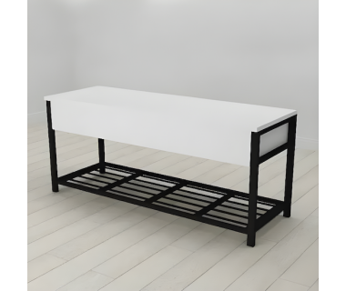 Банкетка с ящиком Ferrum-decor Дрейк 2 550x1200x400 металл Черный ДСП Белый 16 мм (FRD-103066)