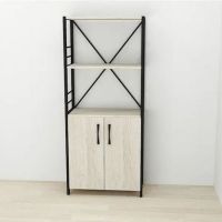 Етажерка 3/60 Ferrum-decor Серії Конект із тумбою 144x60x28 Чорний ДСП Сонома (FRD-104445)