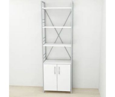 Этажерка 4/60 Ferrum-decor Серии Конект с тумбой 179x60x28 Серый ДСП Белый (FRD-104498)