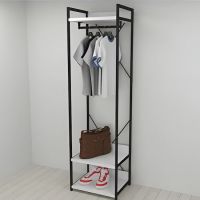 Шкаф Гардероб Уни секция 1 серии Конект Ferrum-decor 220x60x50см Черный металл ДСП Белый 32 мм (FRD-104499)