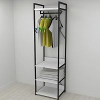 Шафа Гардероб Уні секція 3 серії Конект Ferrum-decor 220x60x50см Чорний метал ДСП Білий 32 мм (FRD-104523)