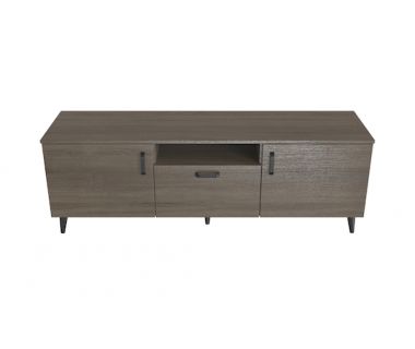 Тумба Лестер на конусних ніжках Ferrum-decor 48x139x38 Чорний метал ДСП Дуб Сонома Трюфель 16 мм (FRD-106805)