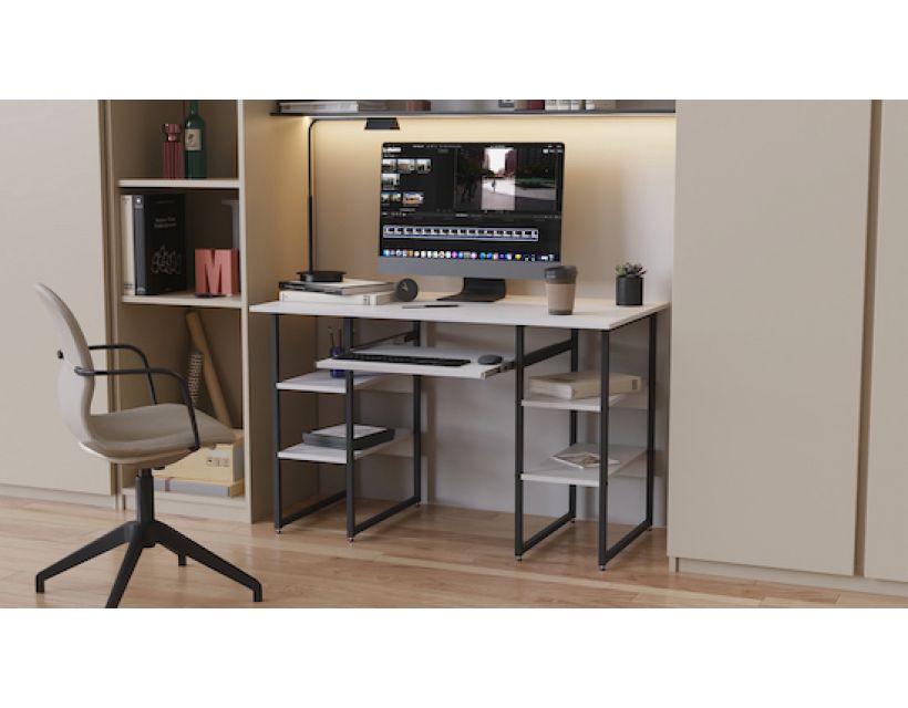 Комп'ютерний стіл Ferrum-decor Тім 75x120x70 чорний ДСП Білий 16мм (FRD-103970)