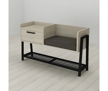 Банкетка с тумбочкой и сидением Ferrum-decor Бланка 540x1000x320 металл Черный ДСП Сонома 16 мм (FRD-103027) Банкетка с тумбочкой и сидением Ferrum-decor Бланка 540x1000x320 металл Черный ДСП Сонома 16 мм (FRD-103027)