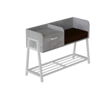 Банкетка с прикроватной тумбочкой Ferrum-decor Бланка 540x1000x320 металл Серый ДСП Бетон 16 мм (FRD-103044)
