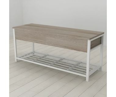 Банкетка з ящиком Ferrum-decor Дрейк 1 550x1000x400 метал Білий ДСП Сонома Трюфель 16 мм (FRD-103056) Банкетка з ящиком Ferrum-decor Дрейк 1 550x1000x400 метал Білий ДСП Сонома Трюфель 16 мм (FRD-103056)