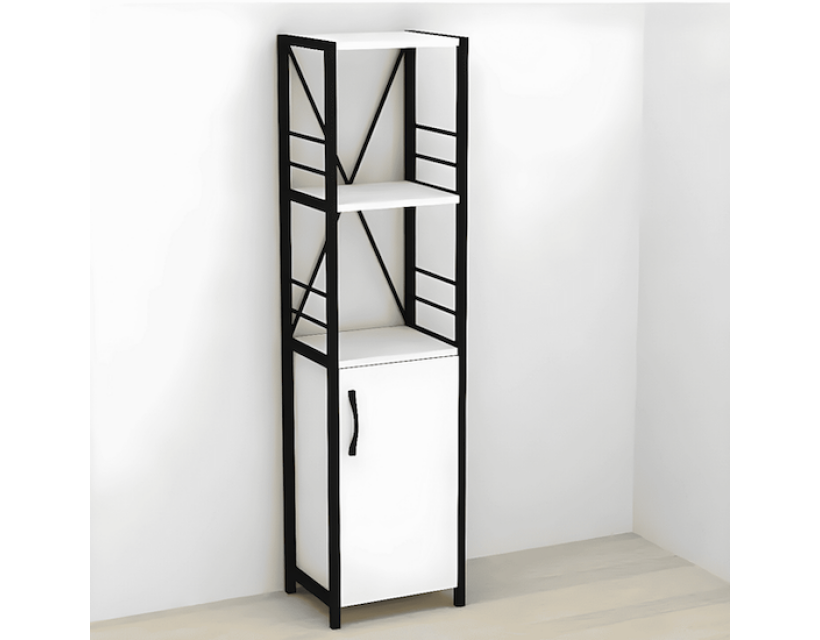 Этажерка 3/34 Ferrum-decor Серии Конект с тумбой 144x34x28 Черный ДСП Белый (FRD-104421)