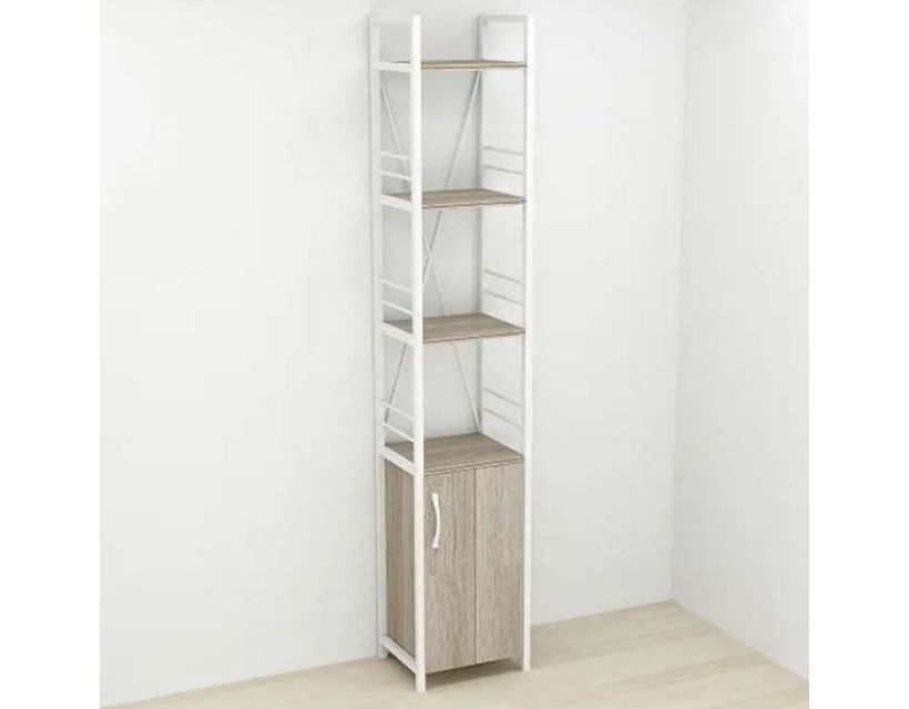 Этажерка 4/34 Ferrum-decor Серии Конект с тумбой 179x34x28 Белый ДСП Сонома Трюфель (FRD-104474)