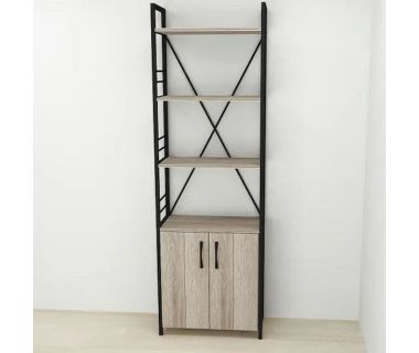 Етажерка 4/60 Ferrum-decor Серії Конект із тумбою 179x60x28 Чорний ДСП Сонома Трюфель (FRD-104488)