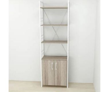 Этажерка 4/60 Ferrum-decor Серии Конект с тумбой 179x60x28 Белый ДСП Сонома Трюфель (FRD-104495)