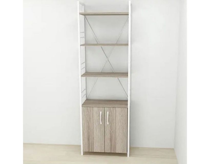Етажерка 4/60 Ferrum-decor Серії Конект із тумбою 179x60x28 Білий ДСП Сонома Трюфель (FRD-104495)