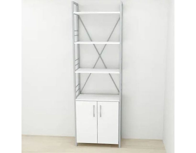 Этажерка 4/60 Ferrum-decor Серии Конект с тумбой 179x60x28 Серый ДСП Белый (FRD-104498)