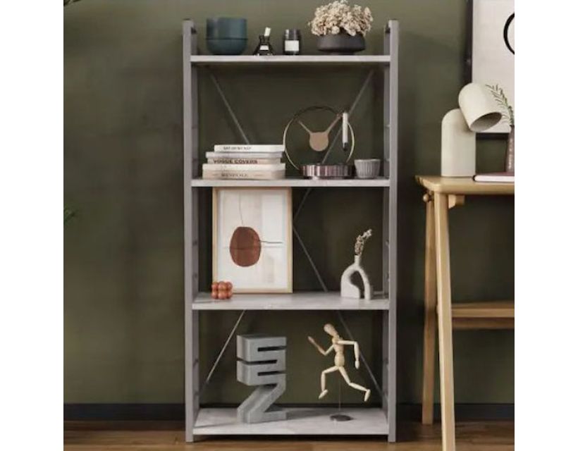 Этажерка 4/60 Ferrum-decor Серии Коннект 120x60x28 серый ДСП Бетон 16мм (FRD-105547)