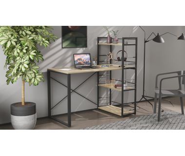 Письмовий стіл Ferrum-decor Серії Коннект з етажеркою 75x120x60 чорний ДСП Дуб Сонома 16мм (FRD-104222)