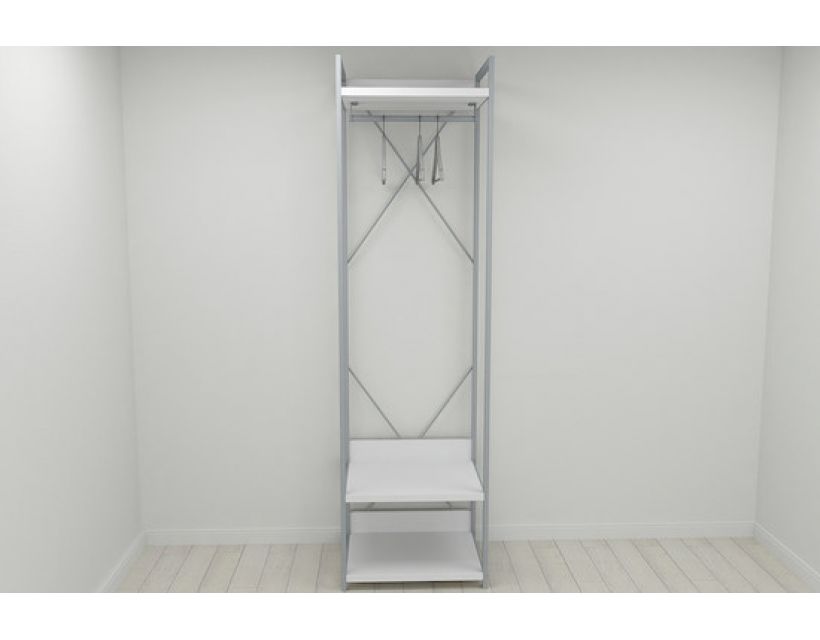 Шафа Гардероб Уні секція 1 серії Конект Ferrum-decor 220x60x50см Сірий метал ДСП Білий 32 мм (FRD-104503)