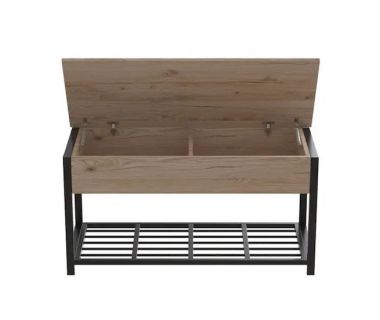 Банкетка с ящиком Ferrum-decor Дрейк 2 550x1200x400 металл Черный ДСП Артизан 16 мм (FRD-103067)