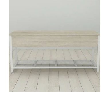 Банкетка із ящиком Ferrum-decor Дрейк 2 550x1200x400 метал Білий ДСП Сонома 16 мм (FRD-103076)