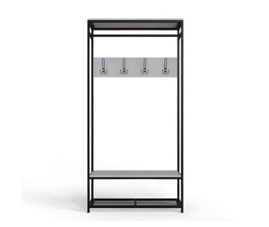 Вешалка напольная Ferrum-decor Трелис 15 180x90x38 черный ДСП Белый 16мм (FRD-104361) Вешалка напольная Ferrum-decor Трелис 15 180x90x38 черный ДСП Белый 16мм (FRD-104361)