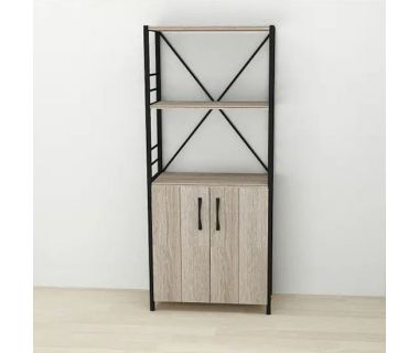 Етажерка 3/60 Ferrum-decor Серії Конект із тумбою 144x60x28 Чорний ДСП Сонома Трюфель (FRD-104446)