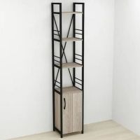 Этажерка 4/34 Ferrum-decor Серии Конект с тумбой 179x34x28 Черный ДСП Сонома Трюфель (FRD-104467)
