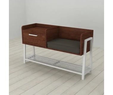 Банкетка с тумбочкой и сидением Ferrum-decor Бланка 540x1000x320 металл Белый ДСП Венге 16 мм (FRD-105304)