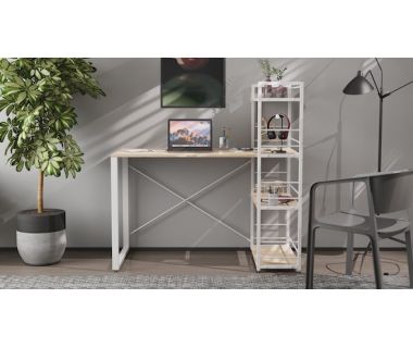 Письмовий стіл Ferrum-decor Серії Конект з етажеркою 75x120x60 білий ДСП Дуб Артизан 16мм (FRD-104226)